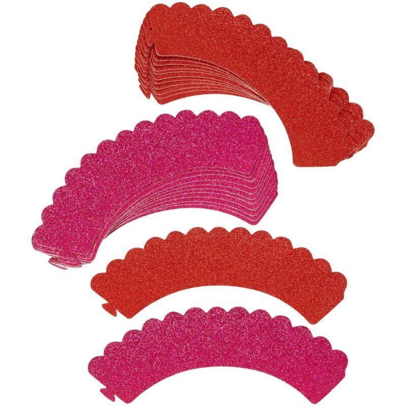 Wilton Cupcake Wrappers Glitter Red & Pink pk/24 - Afbeelding 2