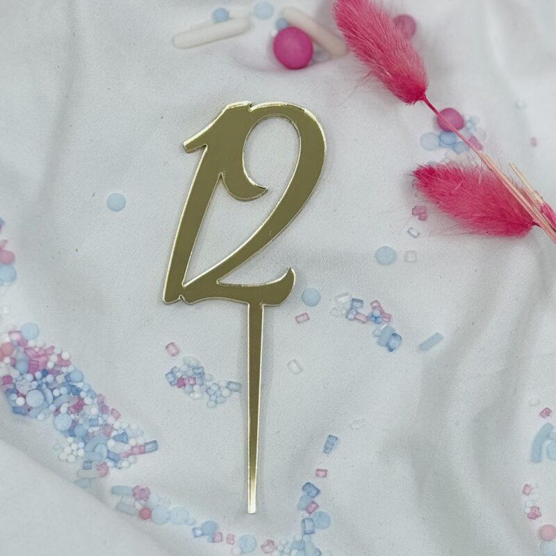 Cijfer 12 Cake Topper Goud 5cm