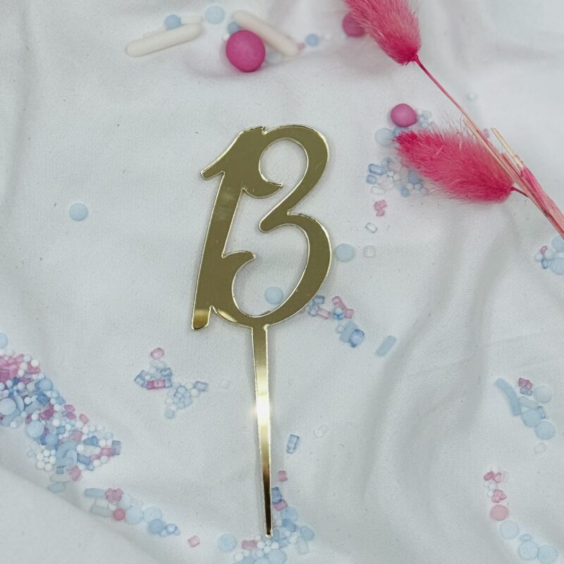 Cijfer 13 Cake Topper Goud 5cm