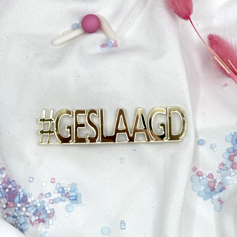 Cupcakes topper #geslaagd goud 8cm