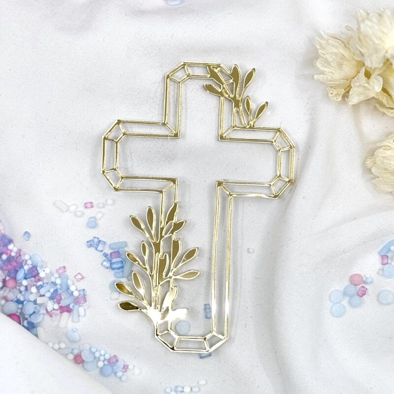 Kruis met blaadjes Goud