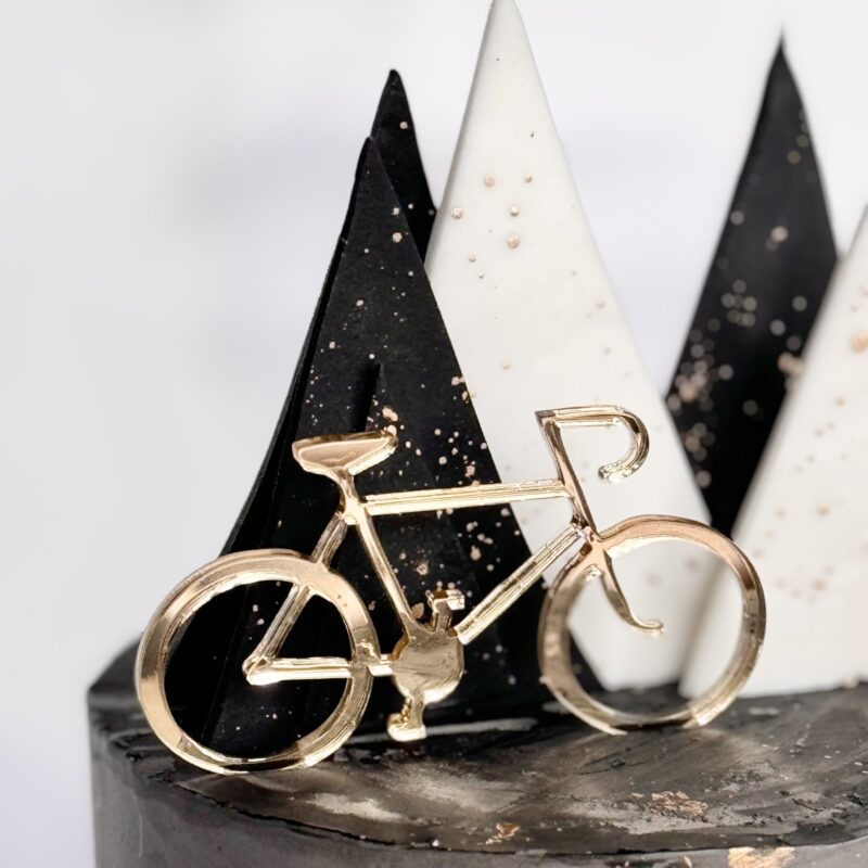 Fiets goud 10cm cake decor Sugar Garden