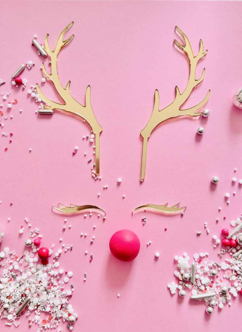Rendier gewei en oogjes goud Cake topper Sugra Garden