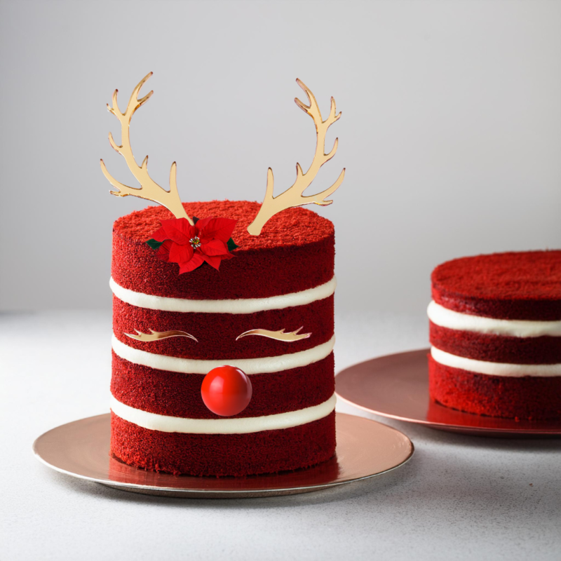 Cake topper - rendieren gewei met oogjes goud - set - Afbeelding 2