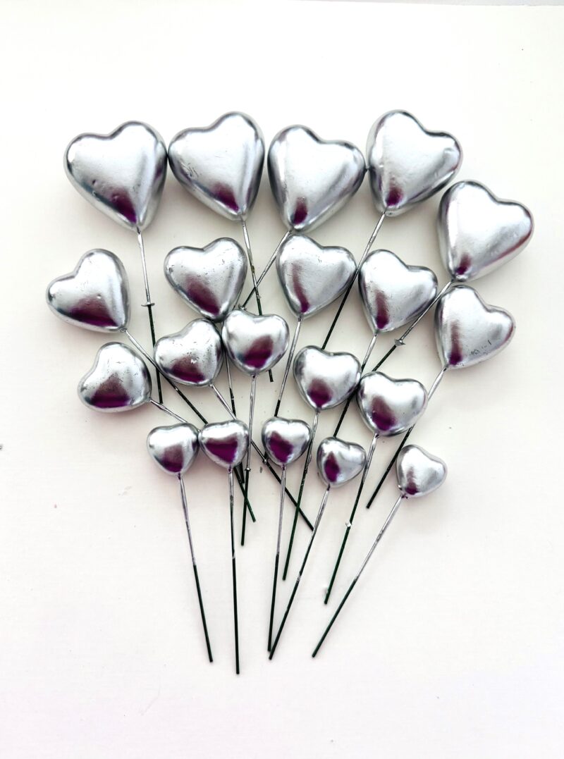 zilver harts cake topper set