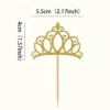 Glitter goud papier kroon - cupcakes topper 12st/set - Afbeelding 3