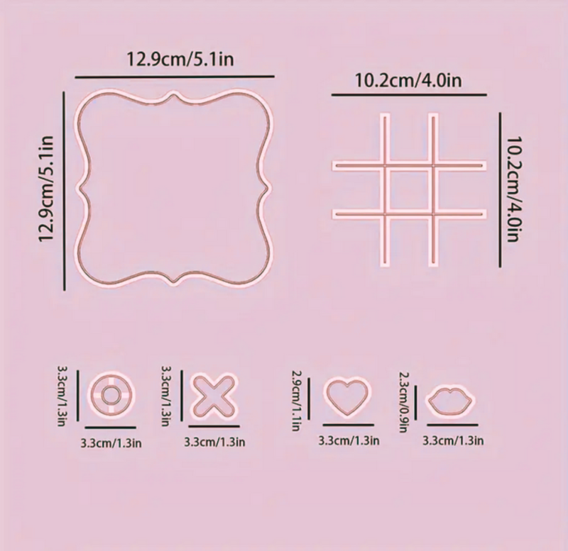 6-delige Valentijnsdag TikTakToe Koekjes- en Fondant Uitstekers Set