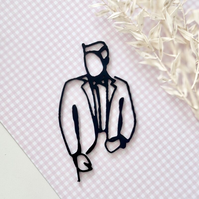 Linear man  style 2 cake decor - front cake topper 12 cm hoog zwart (Copy)