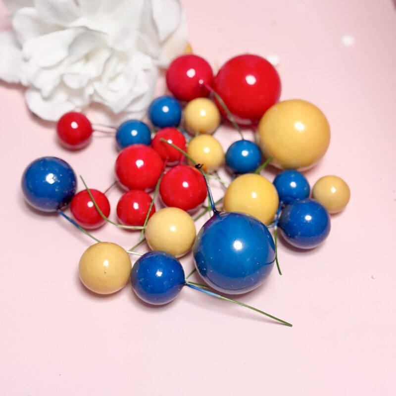 Ballen cake topper geel-blauw-rood set/21st