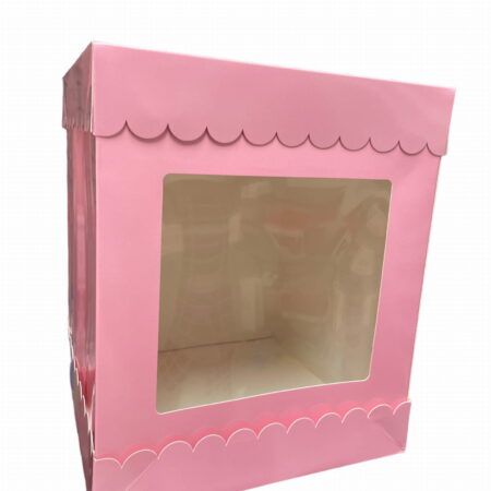 taart doos met venster roze 26x26x30
