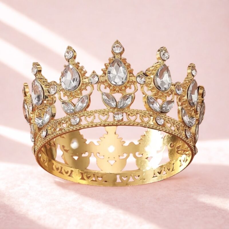 Gouden Decoratieve kroon - tiara voor Taarten 8cm