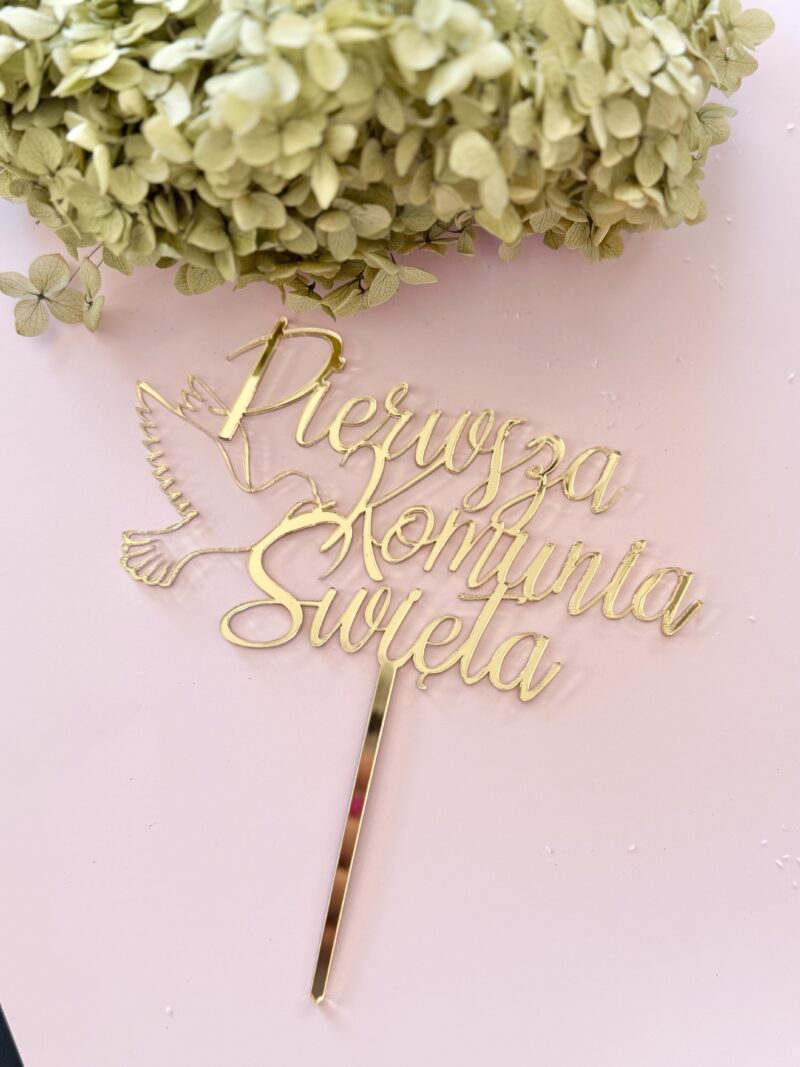 Cake topper Pierwsza Komunia Święta + gołąbek linearny