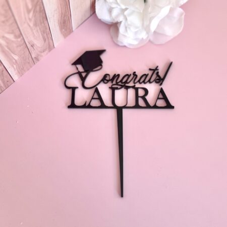 Congraats naam gepersonaleseerd cake topper