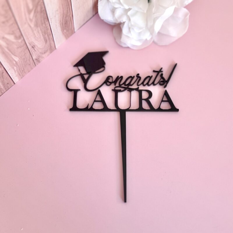 Congraats naam gepersonaleseerd cake topper