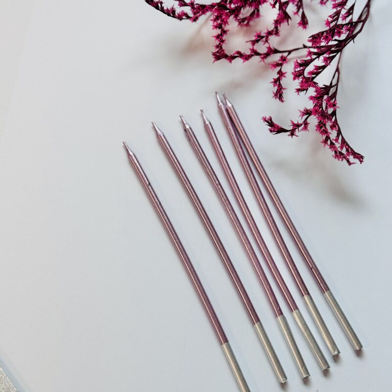 Lang kaarsen - Mettalic Roze - 6st - Afbeelding 2