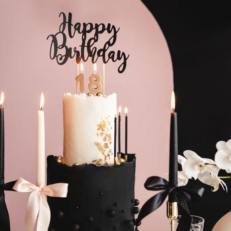 PartyDeco Kaarsen 14cm Zwart/Goud 12/pcs - Afbeelding 4