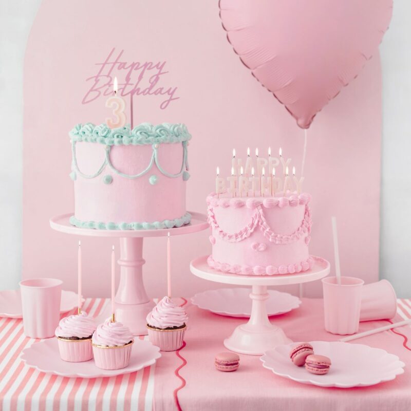 PartyDeco Kaarsen 14cm Baby Pink - Roze/Goud 12/pcs - Afbeelding 3