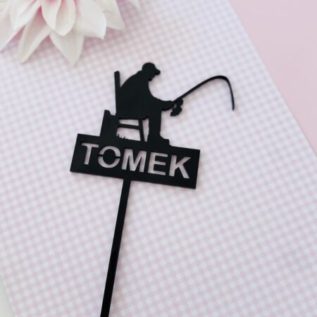 Cake Topper Visser met Naam – Gepersonaliseerd Taartdecoratie