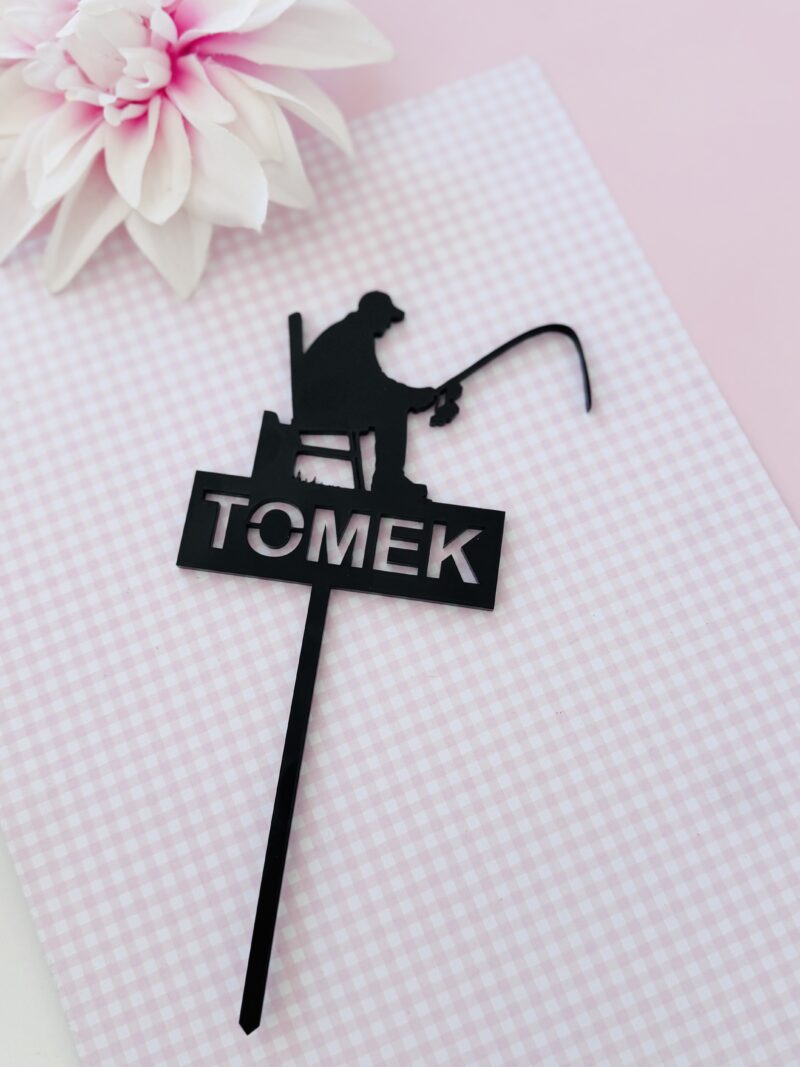 Cake Topper Visser met Naam – Gepersonaliseerd Taartdecoratie