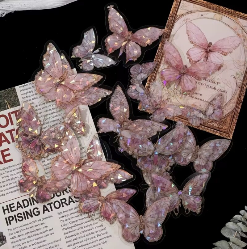 Vlinders set 20st glitter pink - Afbeelding 3