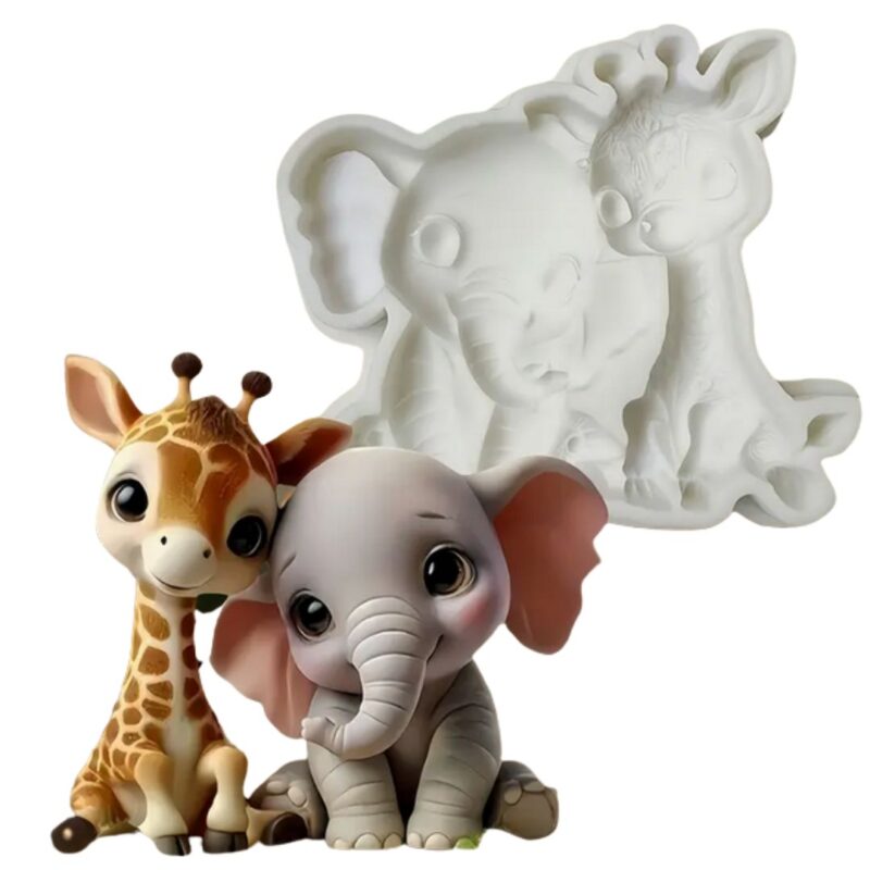 giraffe &olifant siliconen mal 1