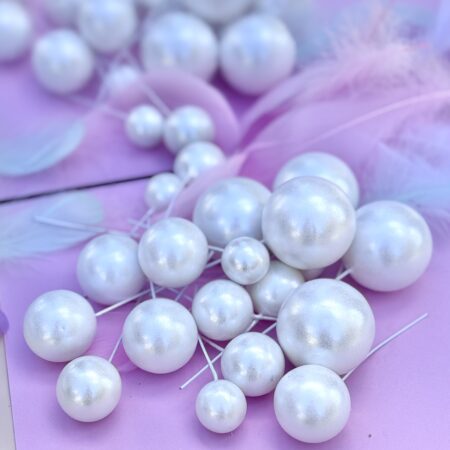 Witte Parel Ballen Cake topper