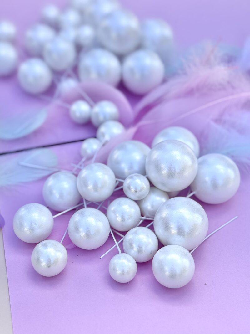 Witte Parel Ballen Cake topper