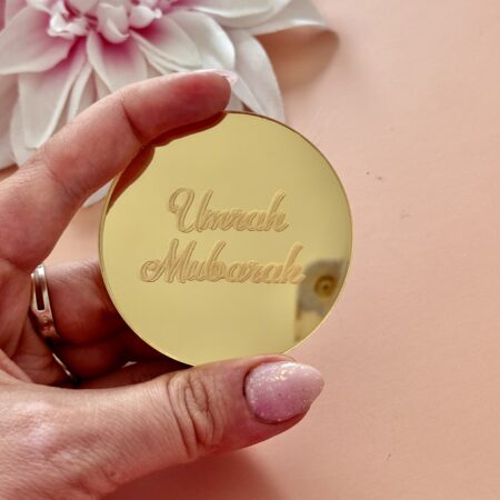 Umrah Mubarak Gegraveerde gouden decors
