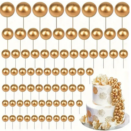 Groot Pakket - Taartdecoratie ballen -taarttopper 2-4 cm set/110st goud kleur vordeel pakket