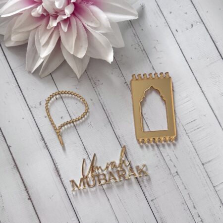 Tasbish+Gebedsmatje+ Umrah Mubarak Cake Decor set