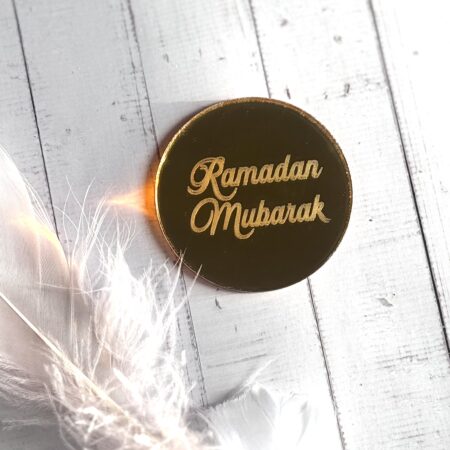 Ramadan Mubarak Gegraveerde gouden decor Ø5cm