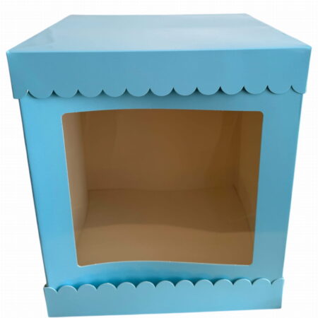 Taartdoos met venster blauw 26x26x30