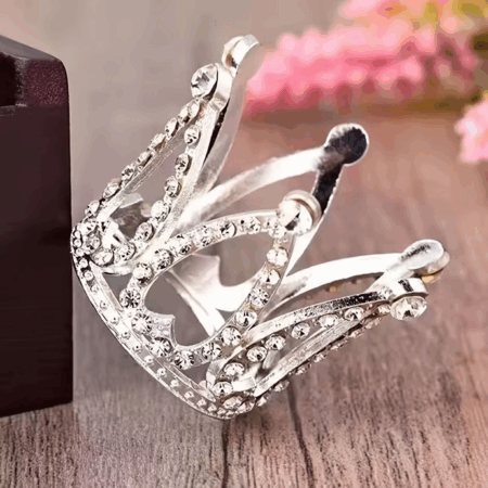 Mini kroon zilver met kristal